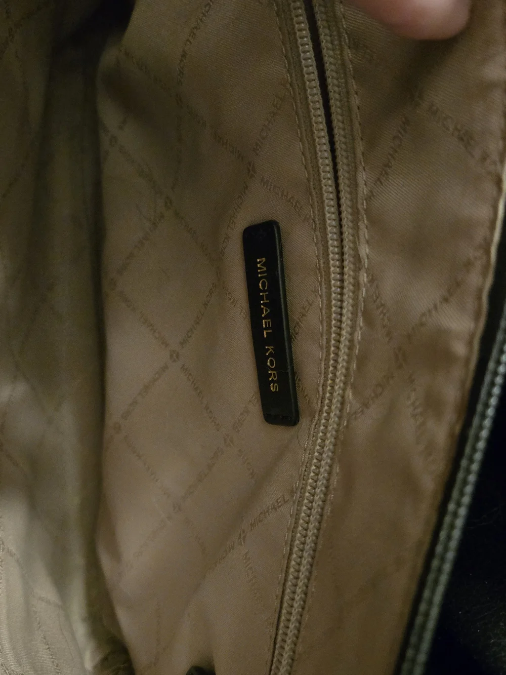 Michael Kors Cream Monogram Tote with Black Trim